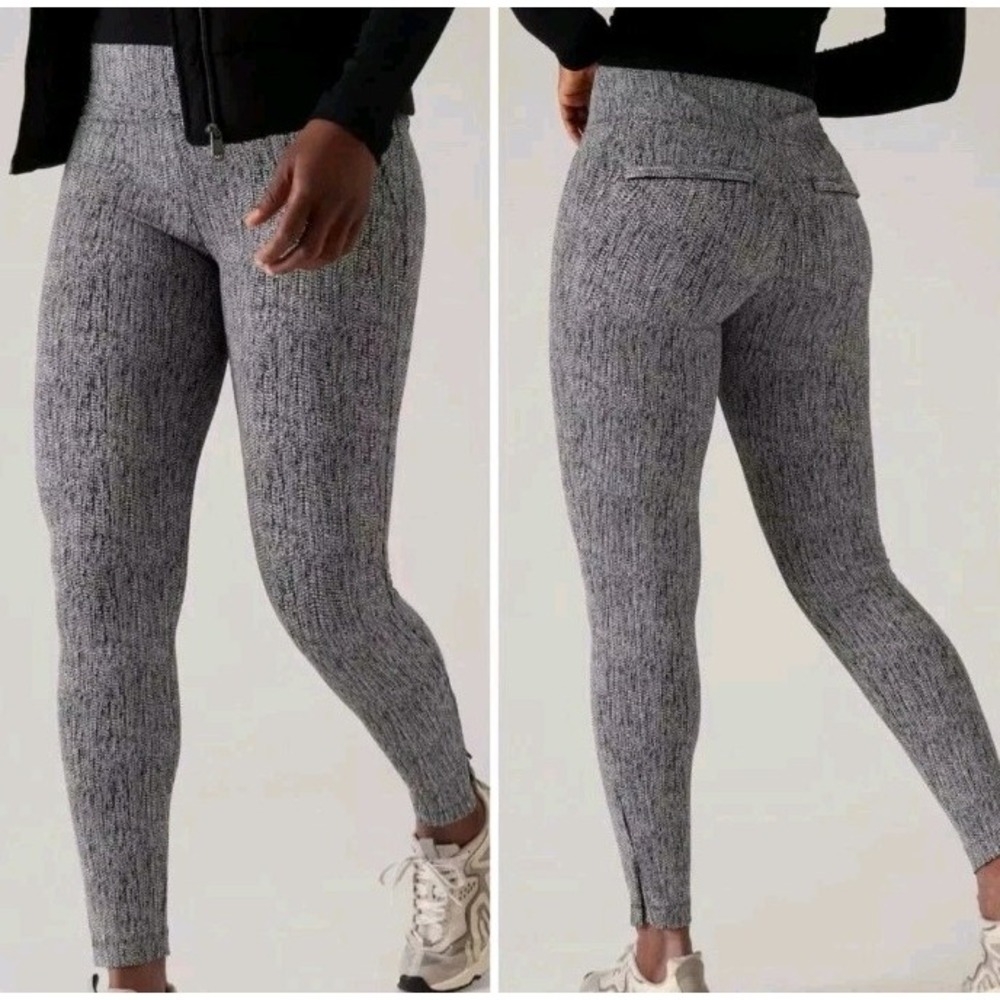 Athleta Delancey Skyline Zip-Up Ankle Herringbone Leggings for Women Sz XL Beige - Picture 2 of 11